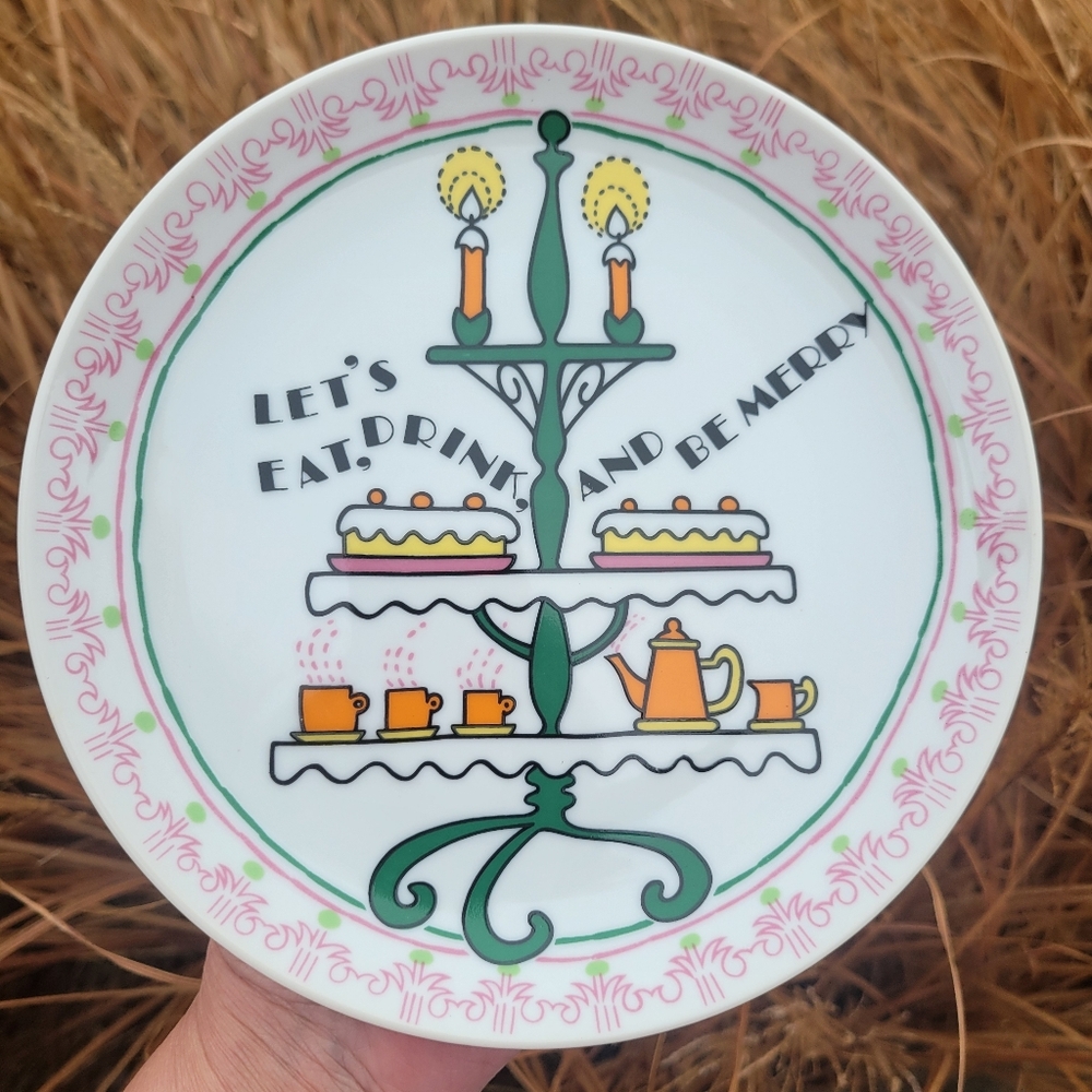 Vintage Let's Eat, Drink, And Be Merry Plate ~ 1960s-1970s ~ Kitschy & Cute!
